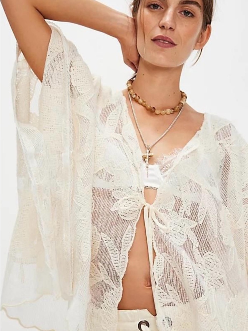 Free People Willow Tie Front Cape, One Size, NWT